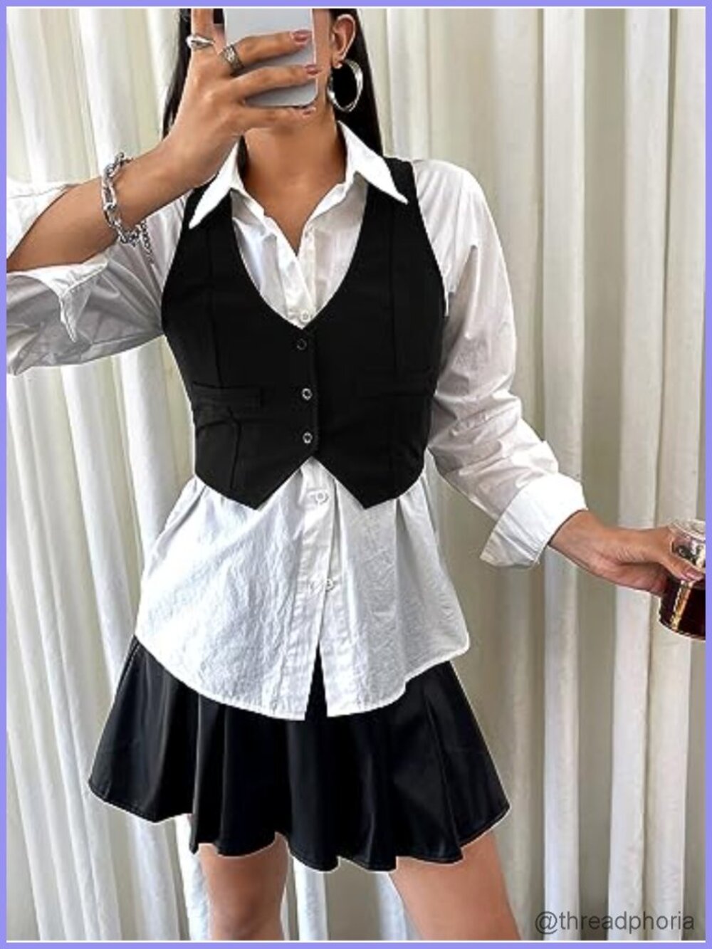 SweatyRocks Women's Crop Waistcoat Vest Top Button Front V Neck Sleeveless - Picture 5 of 6